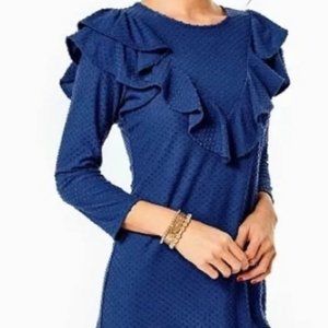 Lilly Pulitzer NWT Pheby dress Oyster Bay Navy Cozy Knit Swiss Dot XL Stretchy
